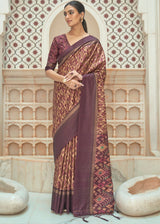 Ferra Purple Patola Digital Printed Saree