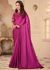 Mystic Pearl Pink Georgette Designer Saree with Embroidered Blouse