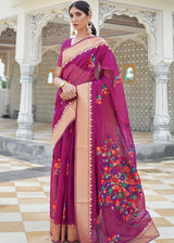 Shadz Purple Banarasi Linen Saree