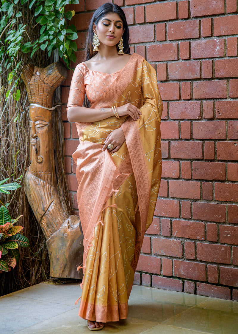 Shop Sari Ki Almari Yellow Silk Hand woven Saree for Women Online 39601630