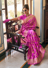 Magenta Pink Zari Woven Dola Silk Saree