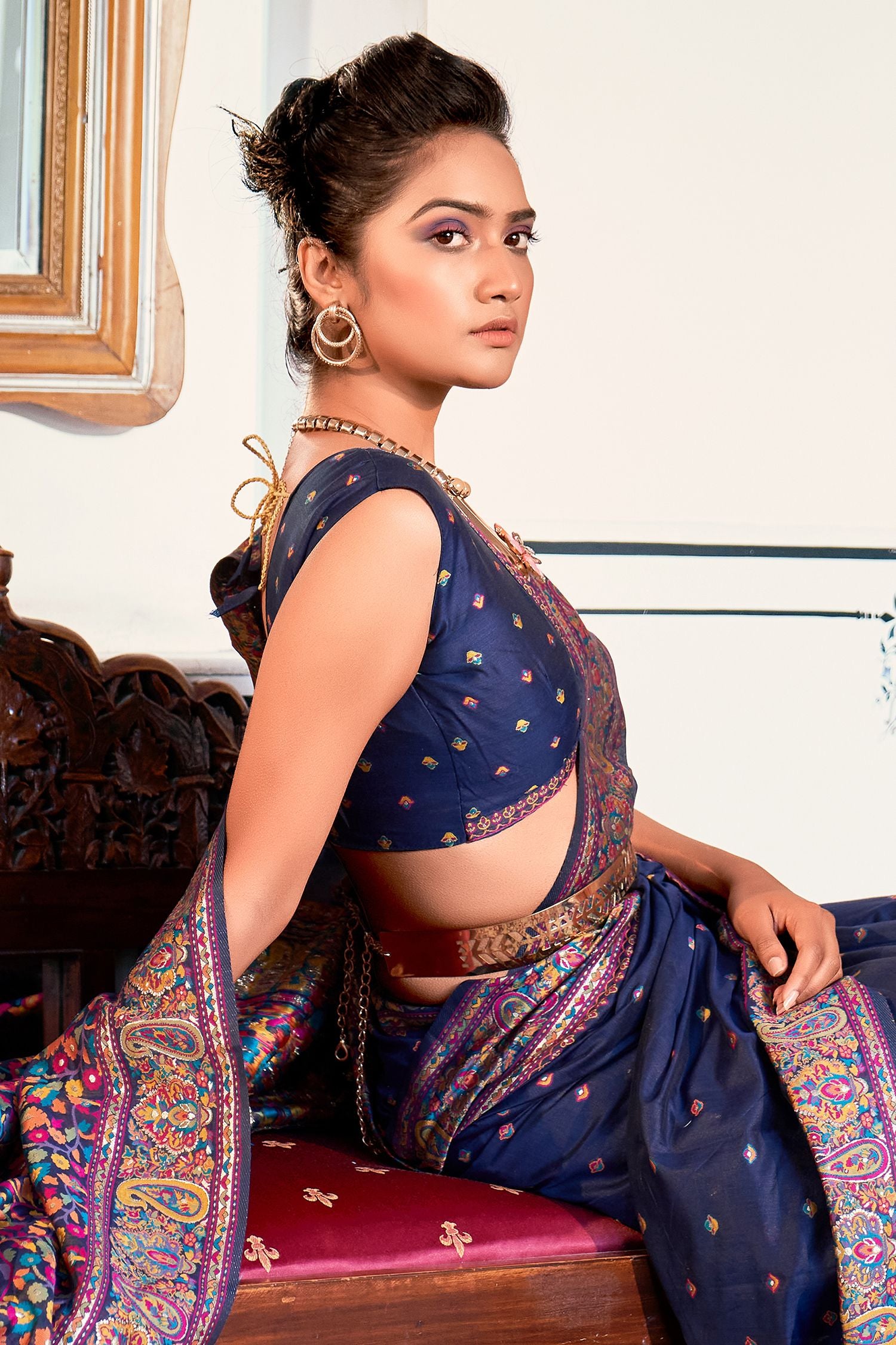 Buy MySilkLove Stratos Blue Zari Woven Banarasi Silk Saree Online