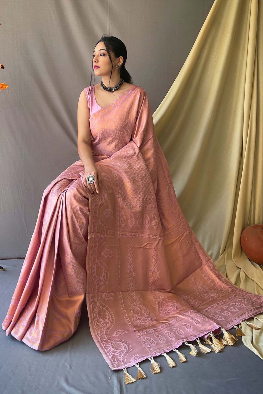 MySilkLove Tonys Pink Woven Art Silk Saree