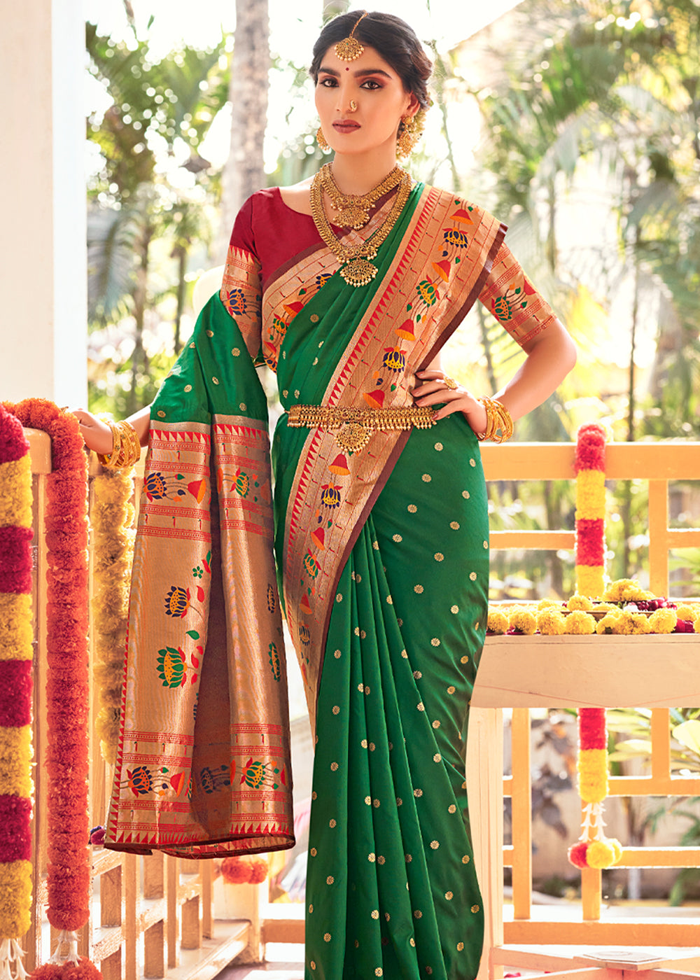 MySilkLove Killarney Green Woven Paithani Silk Saree