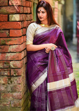 Finn Purple Banarasi Raw Silk Saree