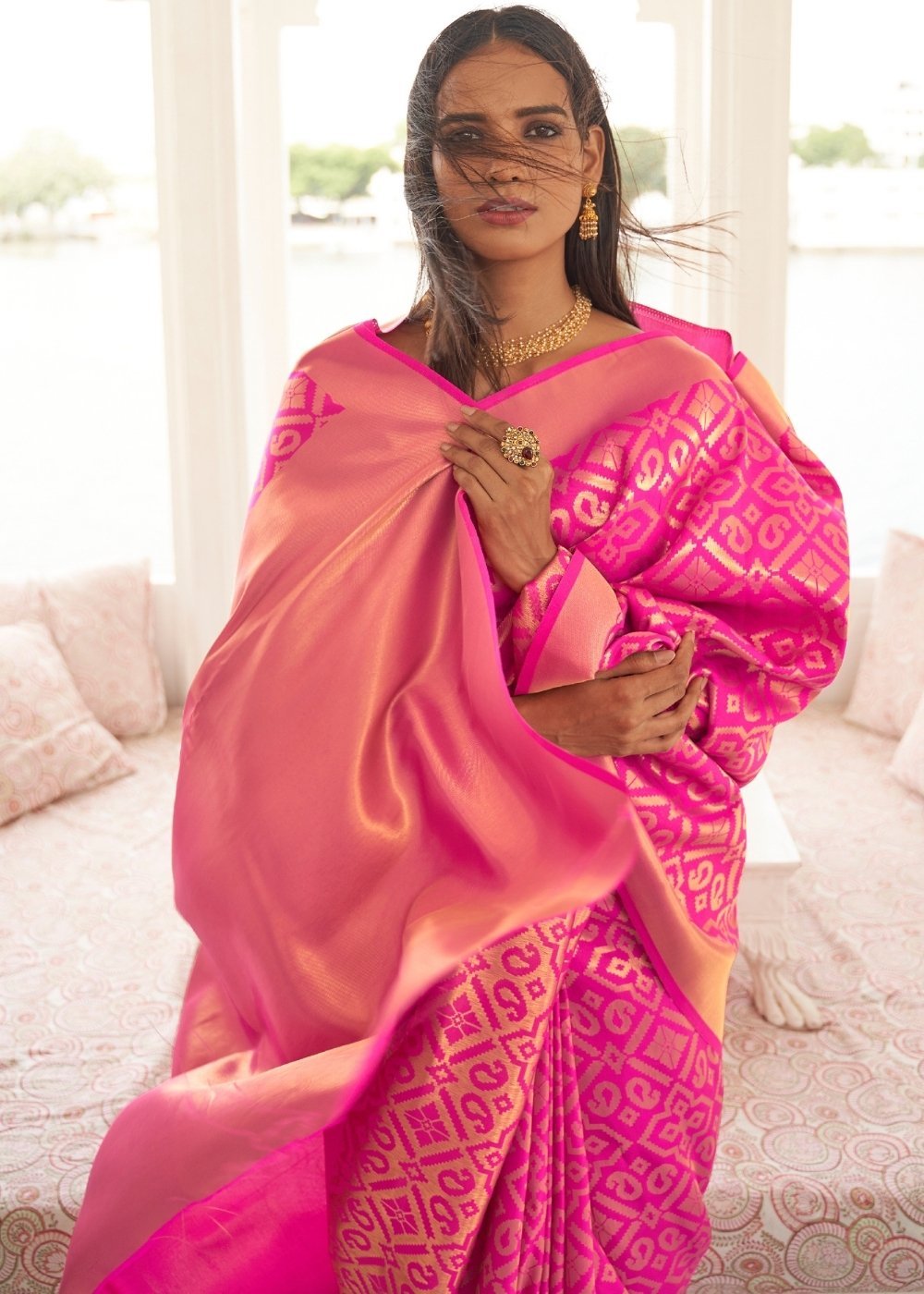 MySilkLove French Pink Zari Woven Kanjivaram Saree