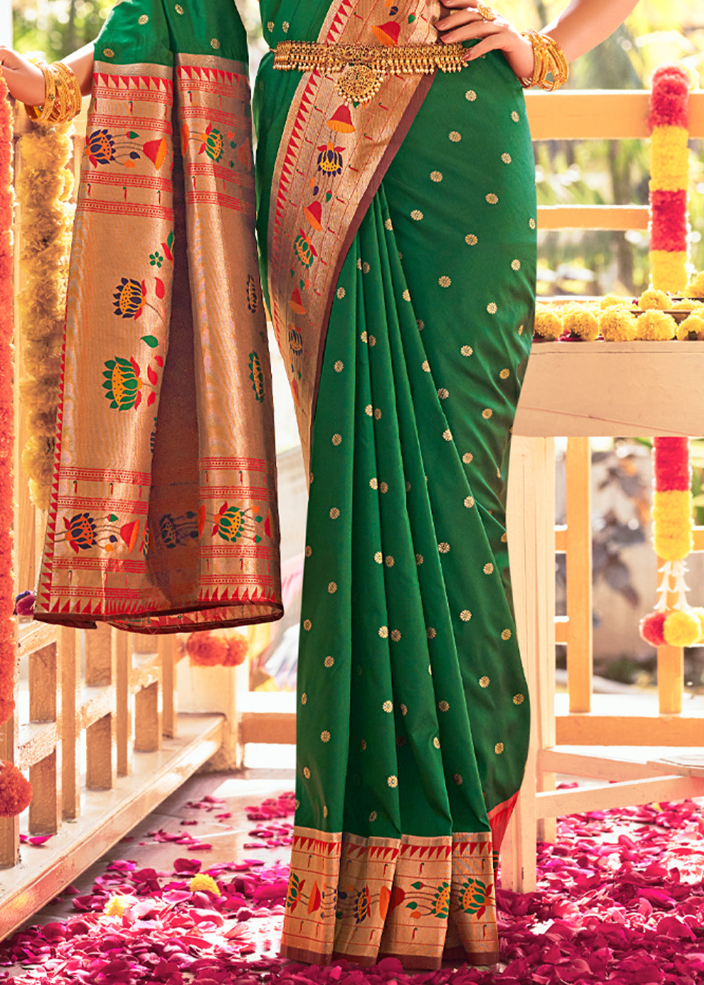 Buy MySilkLove Killarney Green Woven Paithani Silk Saree Online