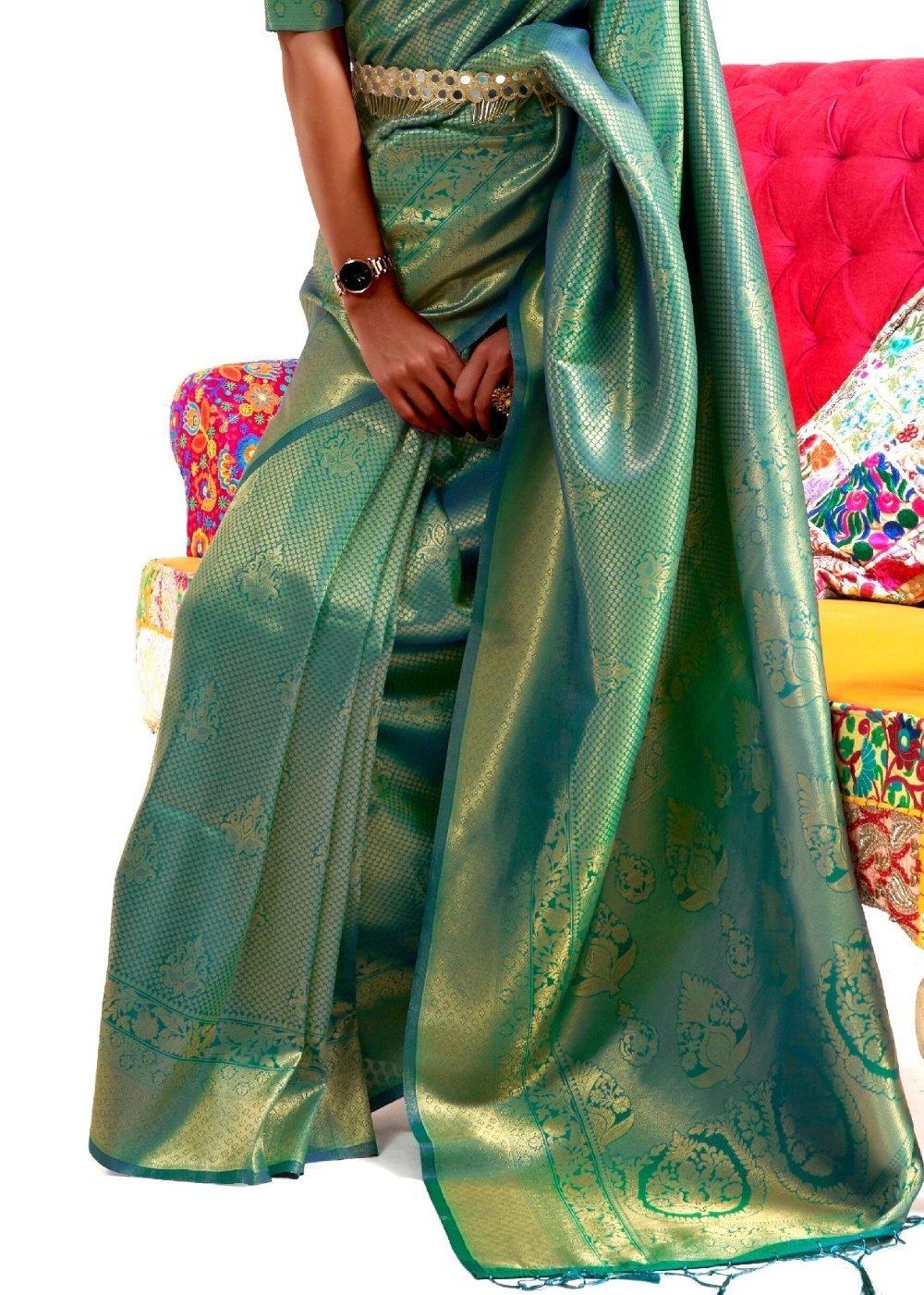 Buy MySilkLove Pine Green Kanjivaram Silk Saree Online