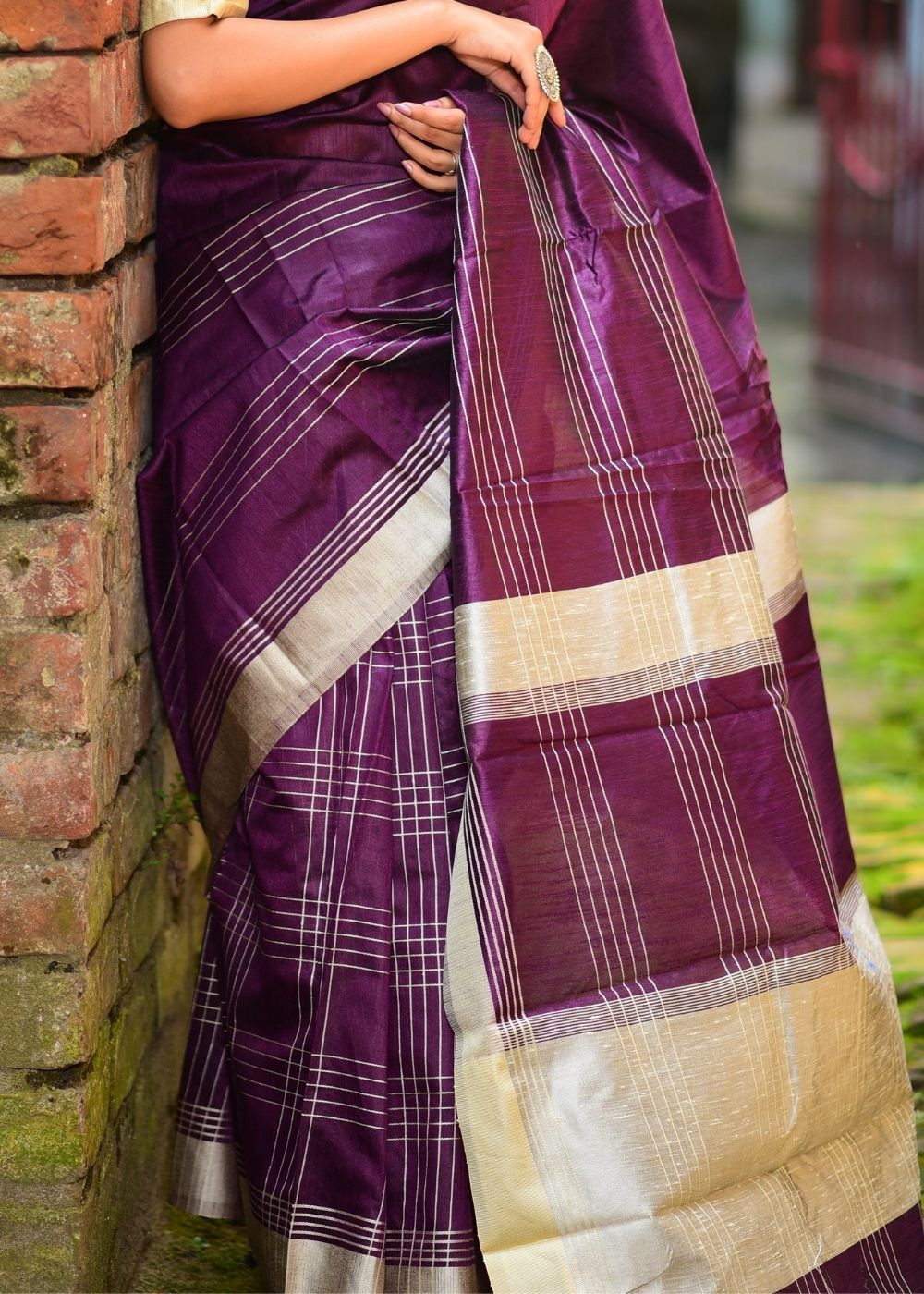 Buy MySilkLove Finn Purple Banarasi Raw Silk Saree Online