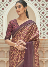 Ferra Purple Patola Digital Printed Saree