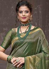Siam Green Zari Woven Tissue Kanjivaram Saree