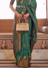Glade Green Zari Woven Tussar Silk Saree