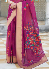 Shadz Purple Banarasi Linen Saree