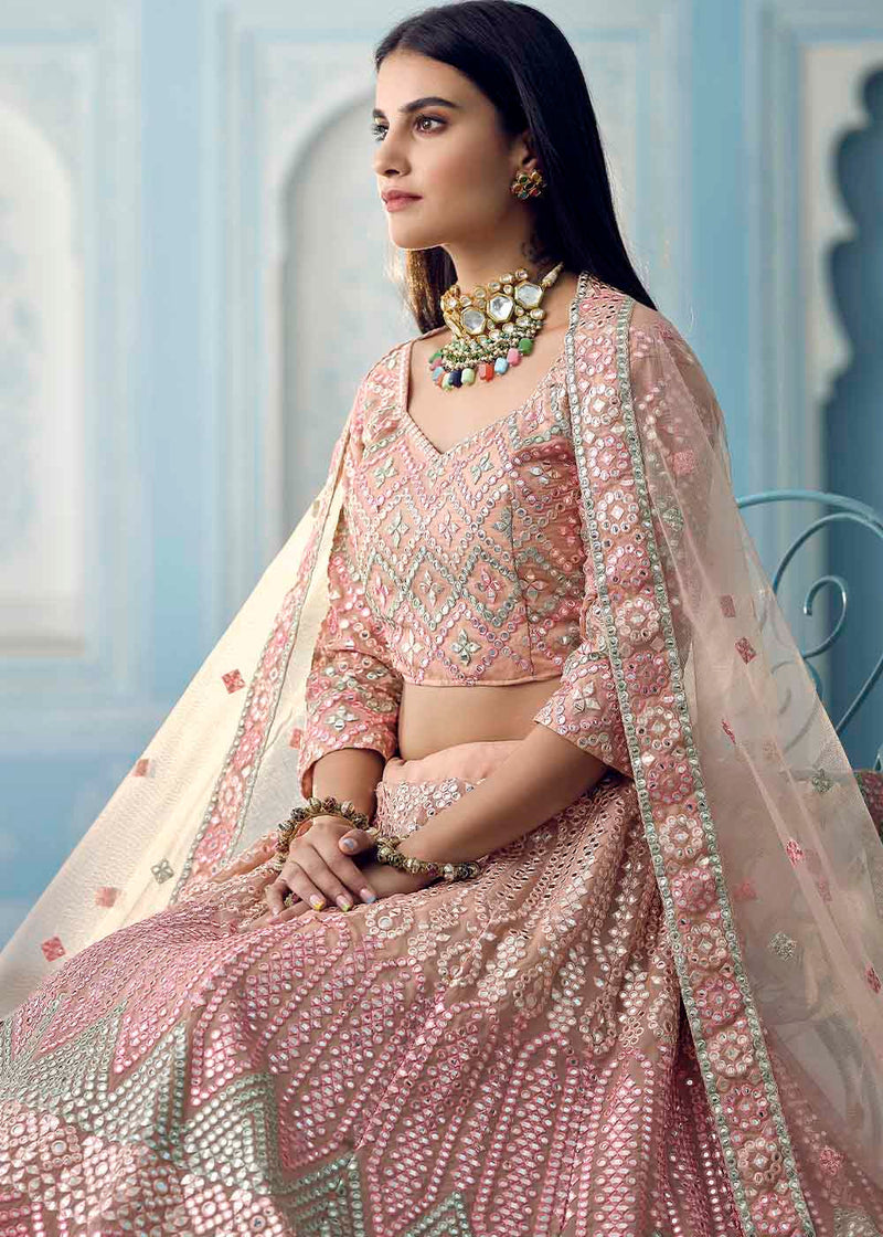 Oriental Pink Designer Organza Lehenga Choli