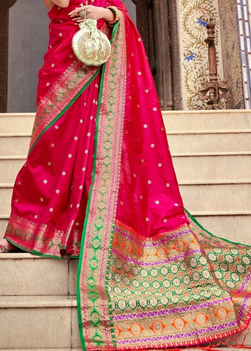 Buy online Pink Banarasi Saree With Blouse from ethnic wear for Women by  Mahati for ₹649 at 93% off | 2024 Limeroad.com