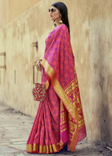 Stiletto Pink Zari Woven Banarasi Silk Saree