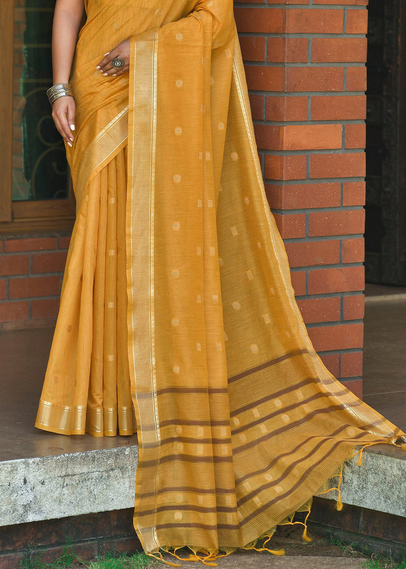 Salomie Yellow Zari Woven Cotton Saree