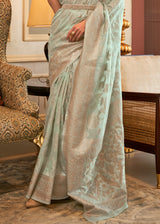 Norway Green Woven Satin Silk Saree – MySilkLove