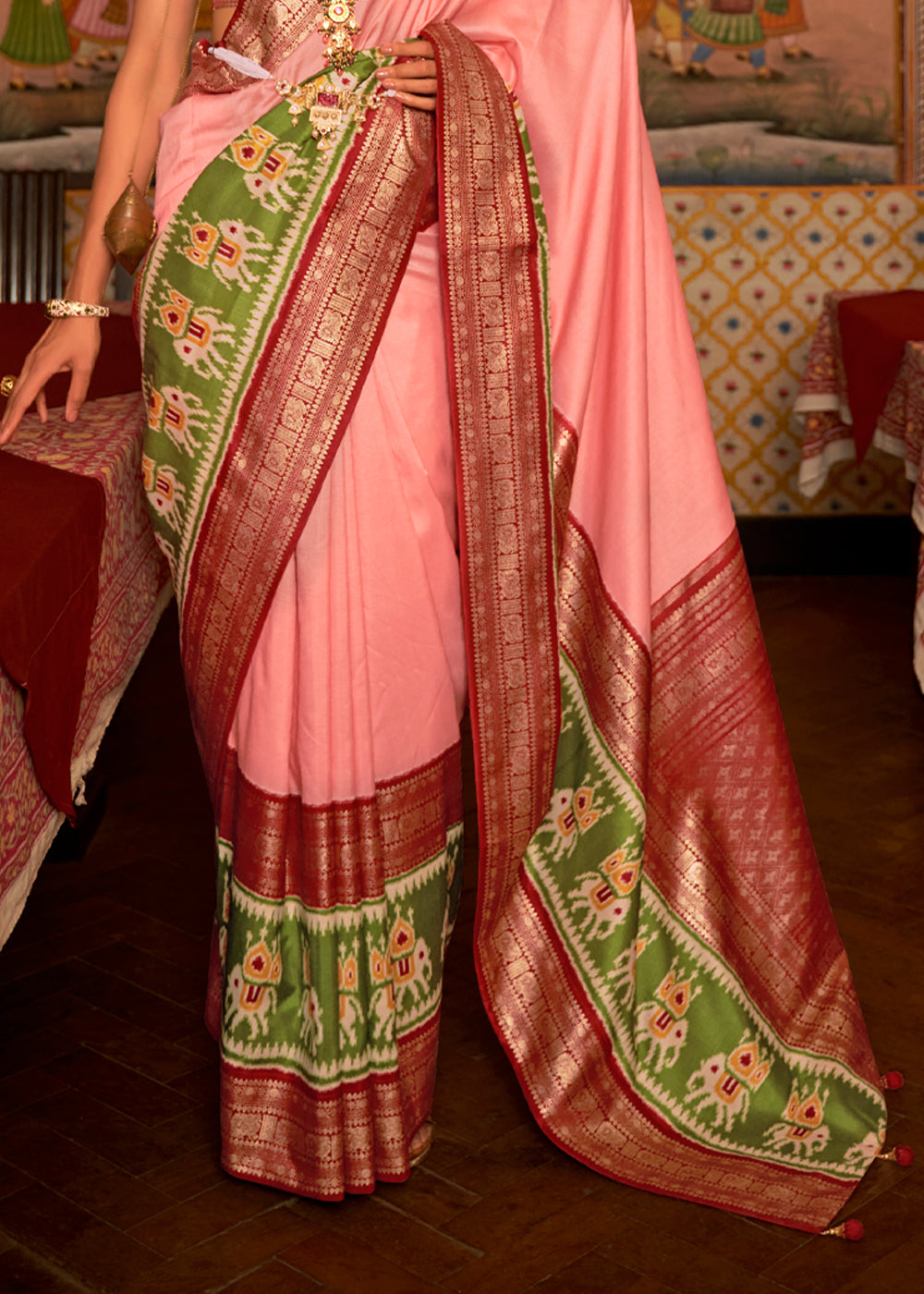 Buy MySilkLove Sweet Pink and Brown Banarasi Patola Saree Online