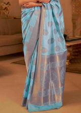 Casper Blue Banarasi Silk Handloom Saree
