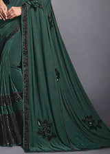 Mineral Green Designer Lycra Saree with Embroidery Work