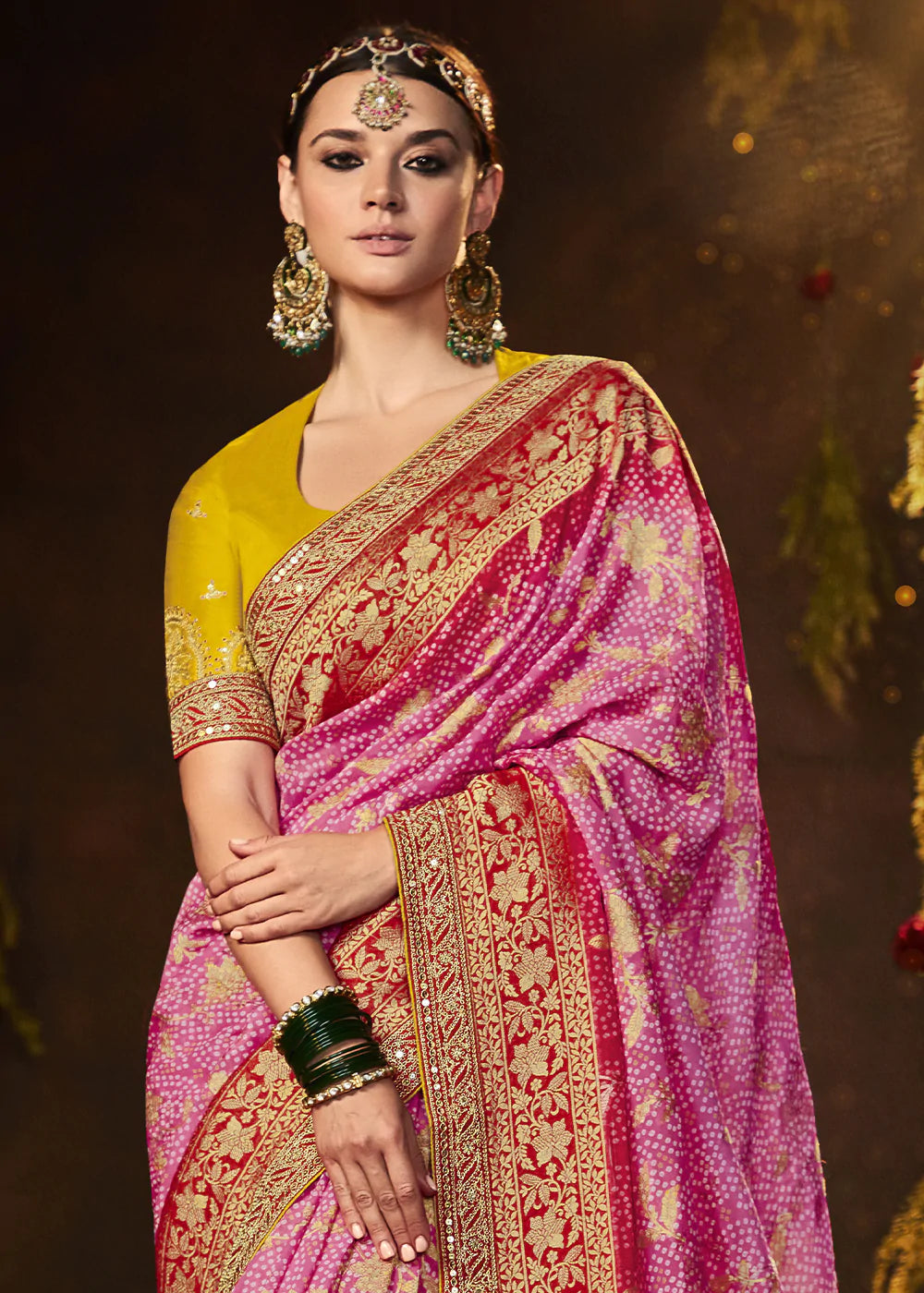 Buy MySilkLove Cinnamon Pink Woven Georgette Designer Saree with Embroidered Blouse Online