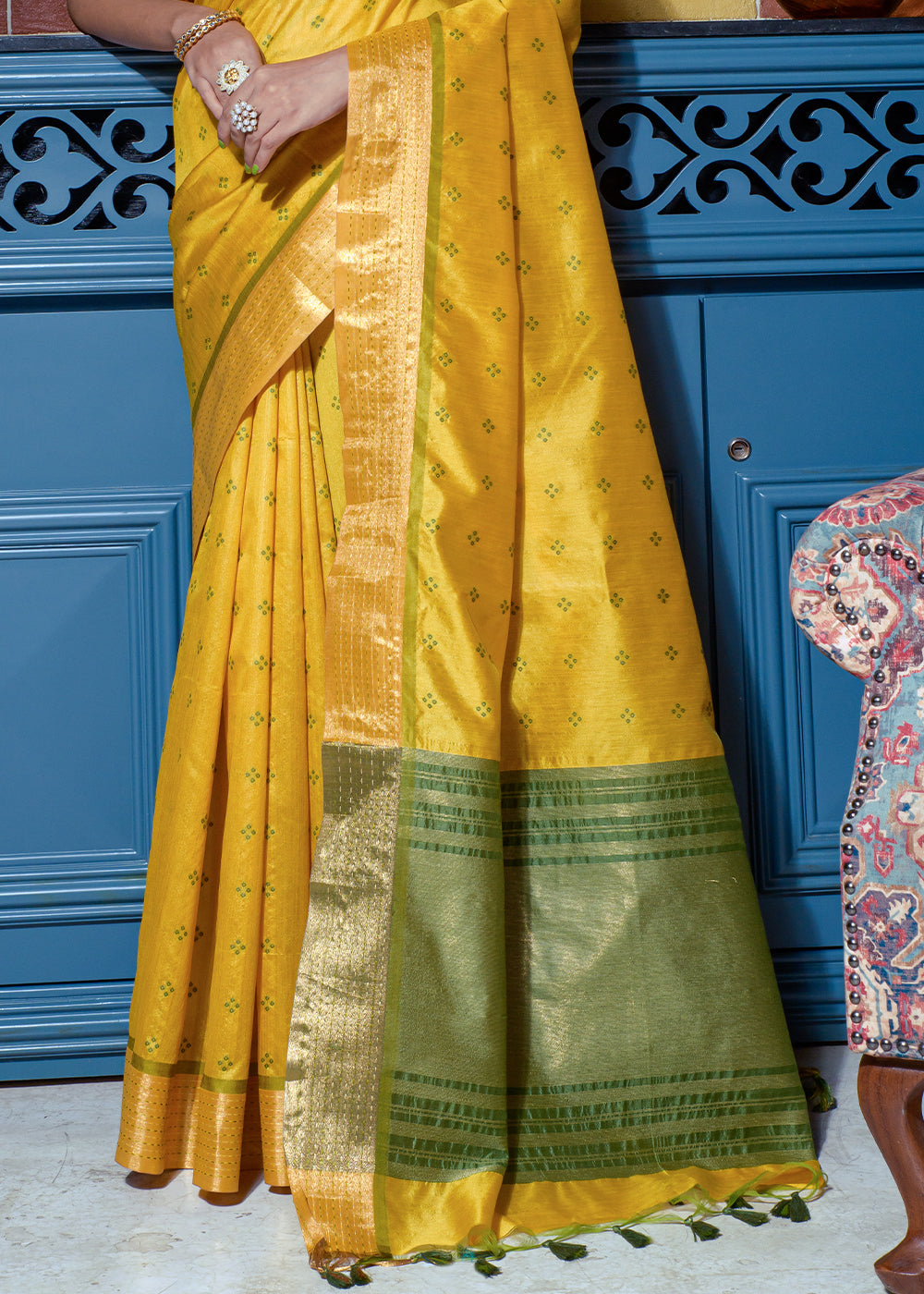 Buy MySilkLove Anzac Yellow Woven Raw Silk Saree Online