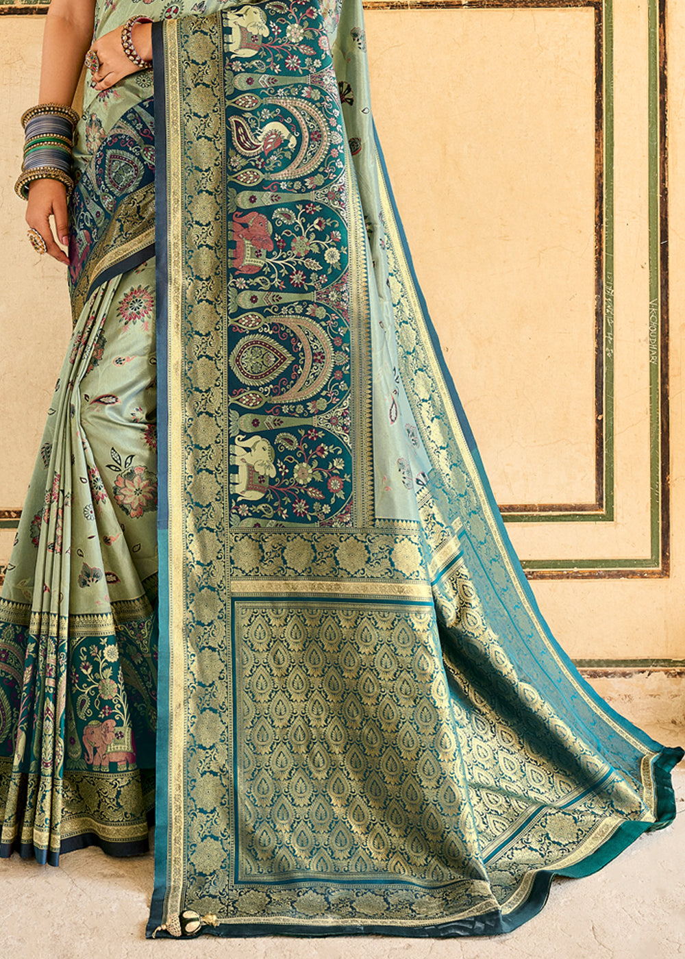 Buy MySilkLove Swamp Green Designer Banarasi Saree Online