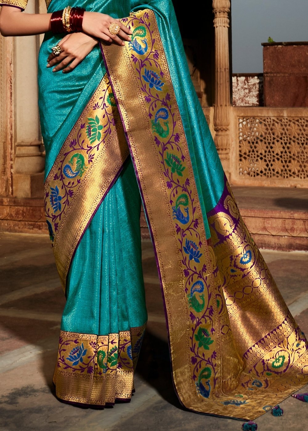 Buy MySilkLove Paradise Blue Zari woven Banarasi Silk Saree Online