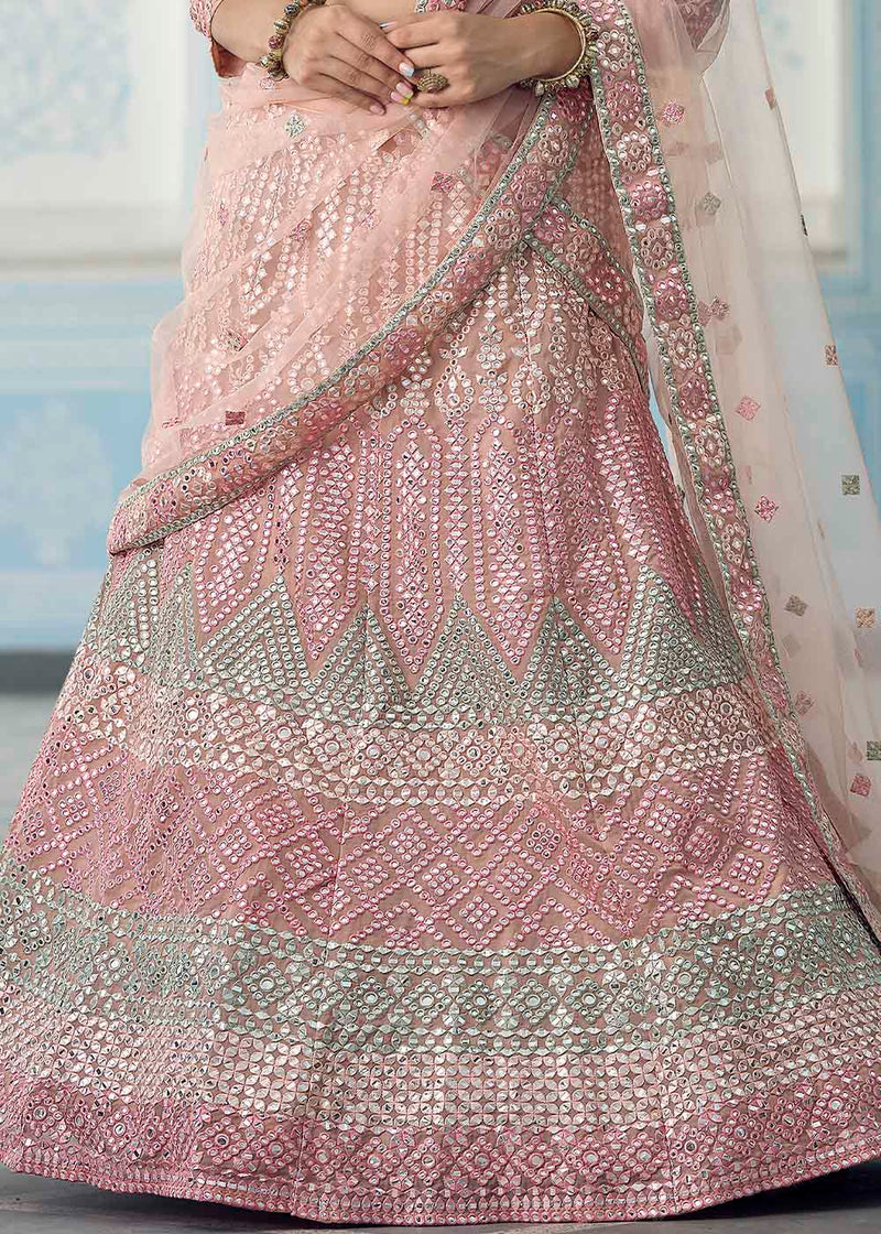 Oriental Pink Designer Organza Lehenga Choli