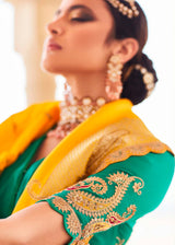 Paris Yellow and Green Zari Woven Designer Banarasi Saree
