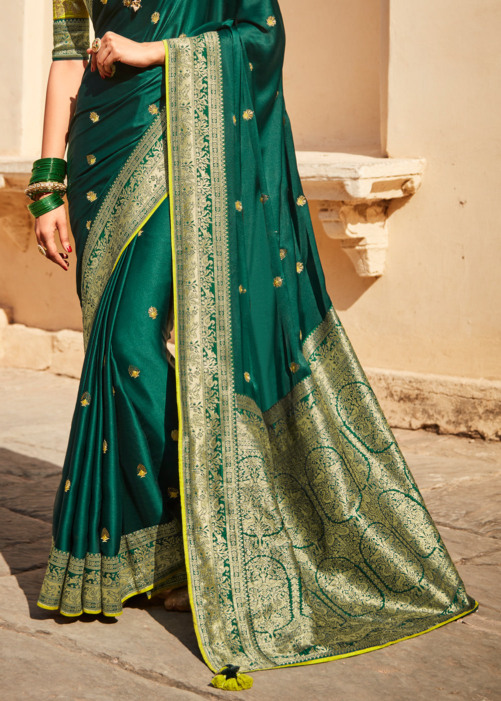 Buy MySilkLove Gable Green Zari Woven Designer Banarasi Saree Online