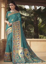 Winter Green Zari Woven Banarasi Paithani Saree