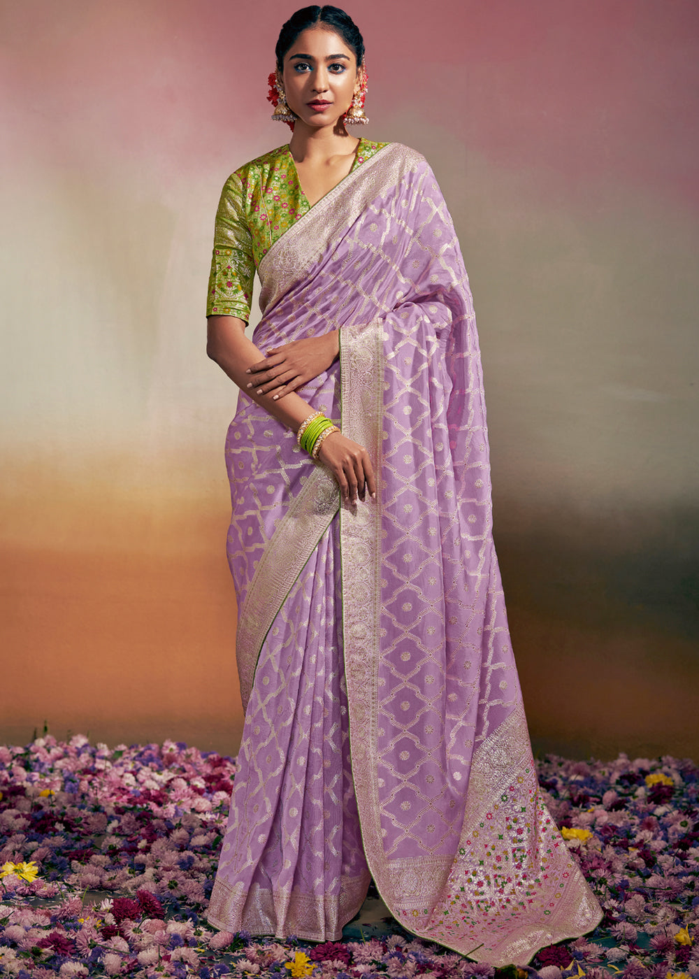 Buy MySilkLove Strikemaster Purple Woven Banarasi Soft Silk Saree Online