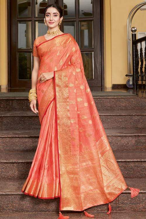 Froly Pink Zari Woven Banarasi Saree – Mysilklove