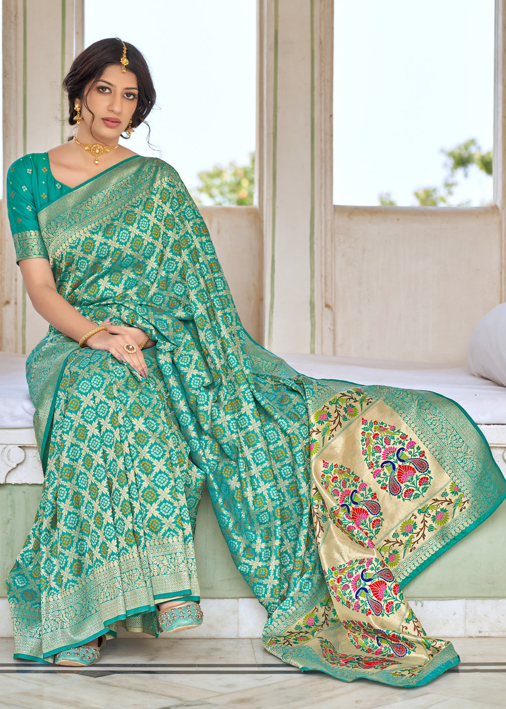 MySilkLove Carlo Blue Zari Woven Banarasi Brocade Saree