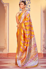 Sunglow Yellow Woven Zari Banarasi Silk Saree