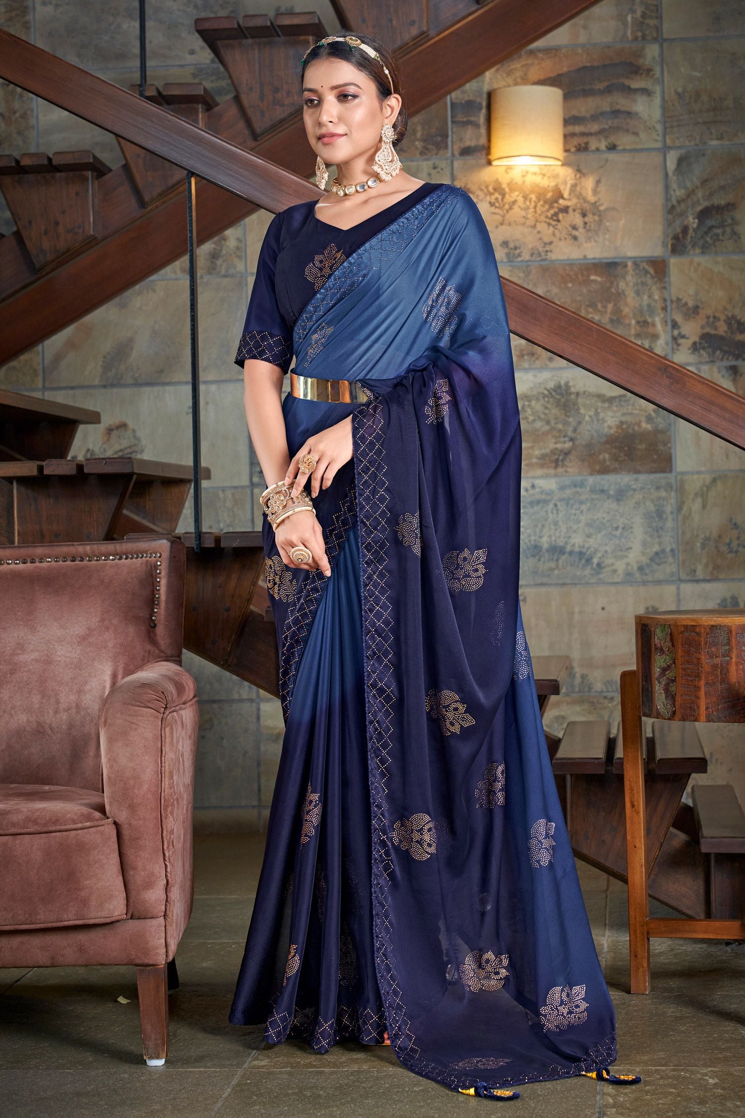 Buy MySilkLove Fiord Blue Designer Saree Online