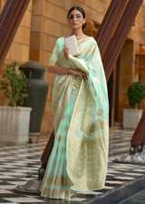 De York Green Zari Woven Banarasi Silk Saree