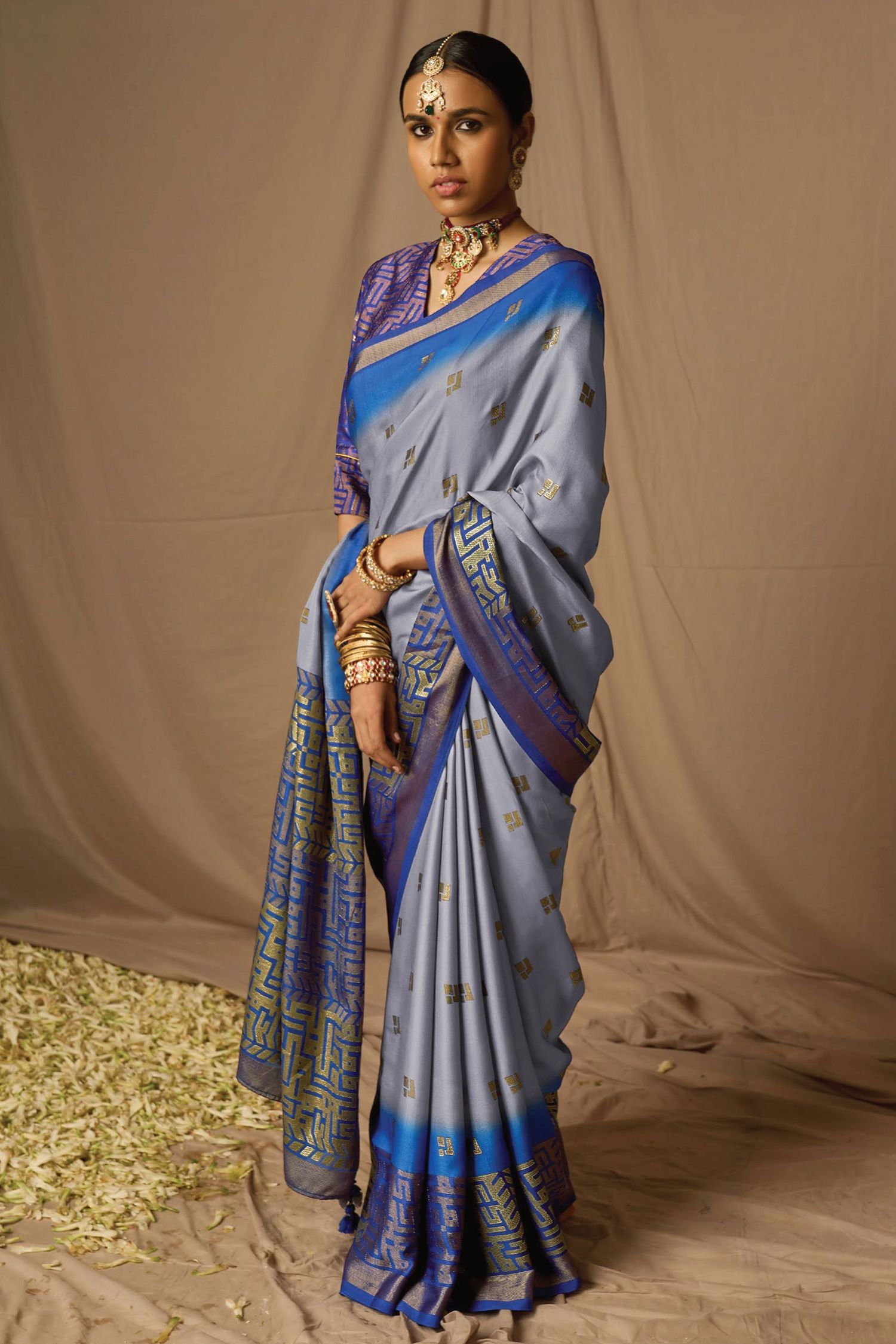 Buy MySilkLove Wild Blue Woven Banarasi Silk Saree Online