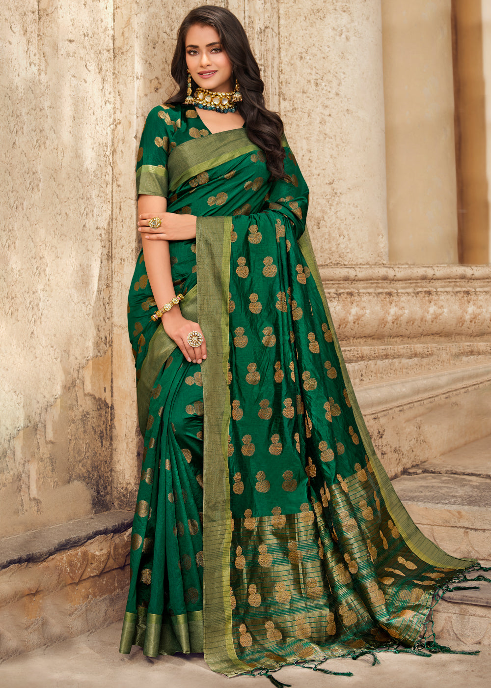 MySilkLove Kaitoke Green Woven Banarasi Raw Silk Saree