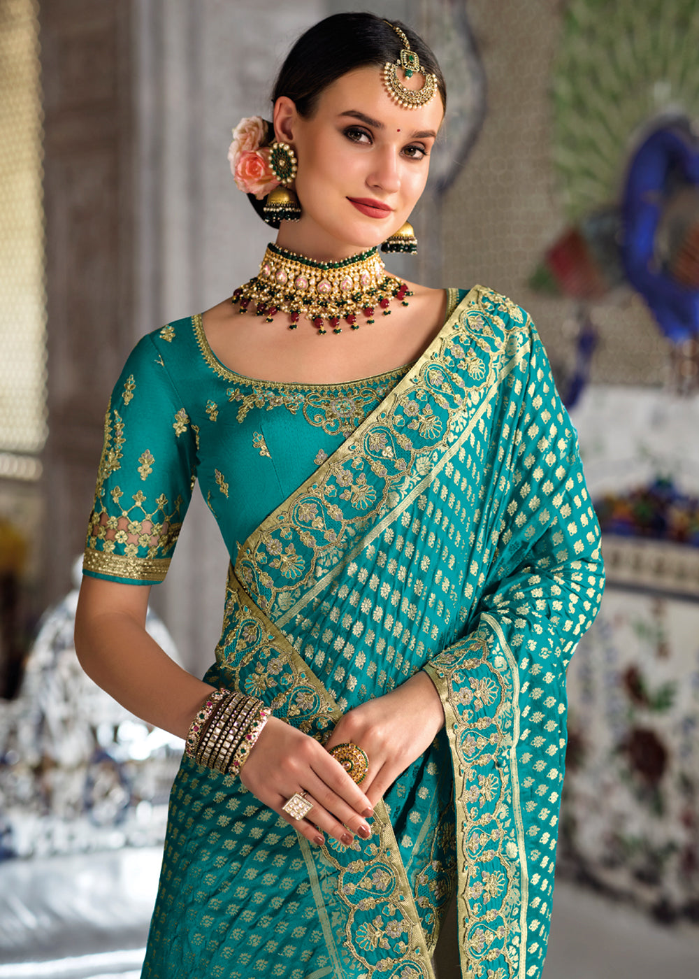 MySilkLove Timber Blue Zari Woven Designer Banarasi Saree