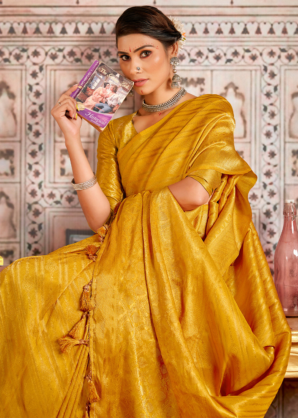 Buy MySilkLove Saffron Yellow South Silk Saree Online