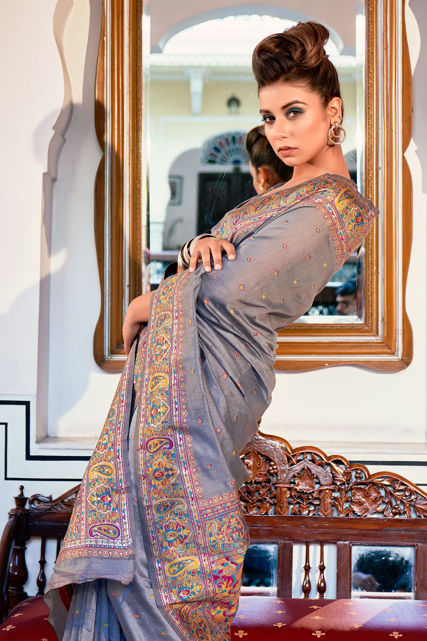 MySilkLove Sandstone Grey Zari Woven Banarasi Silk Saree