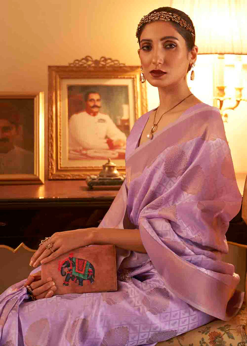 Brandy Purple Banarasi Silk Handloom Saree