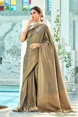 Beaver Brown Zari Woven Kanjivaram Saree
