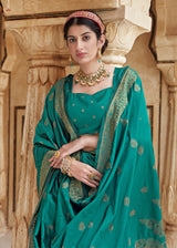 Jade Green Zari Woven Banarasi Silk Saree