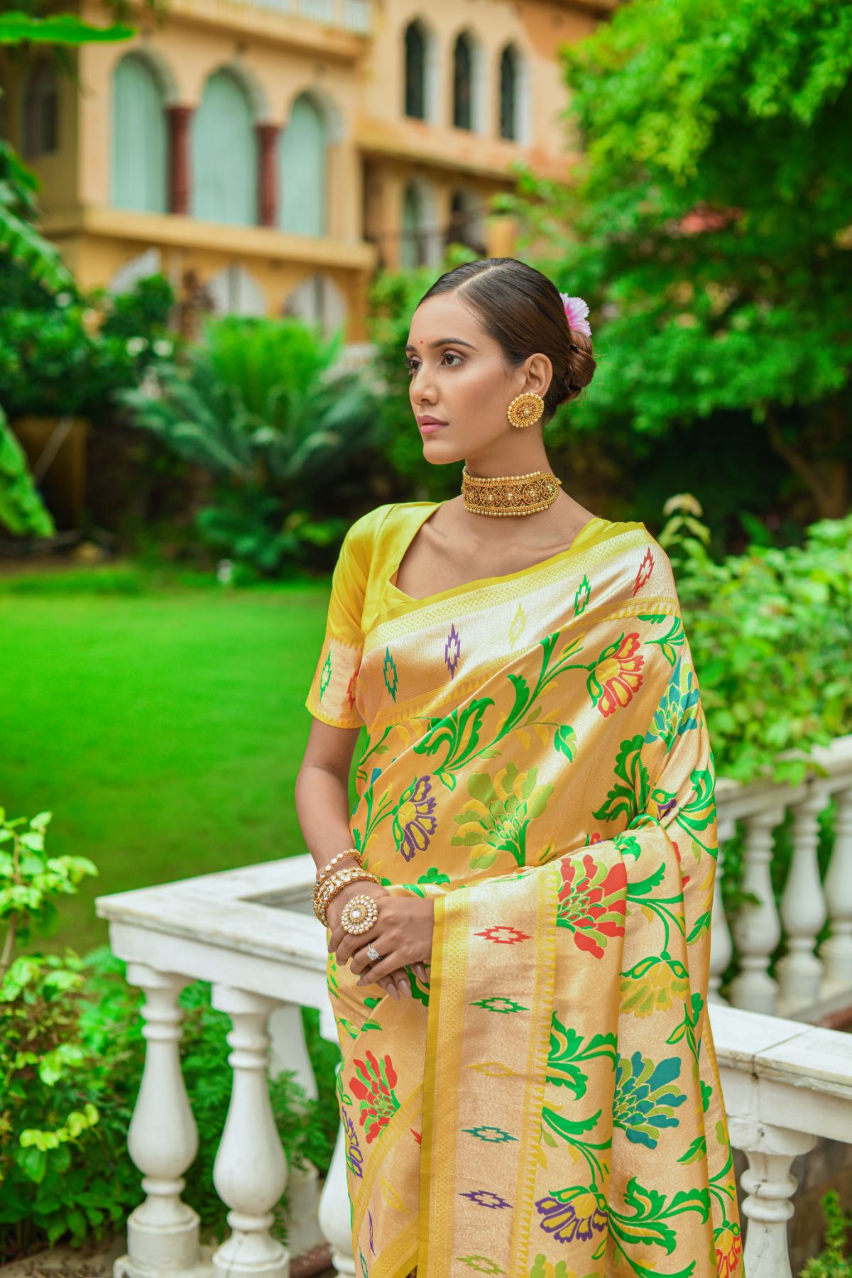 Buy MySilkLove Chenin Yellow Woven Banarasi Paithani Saree Online