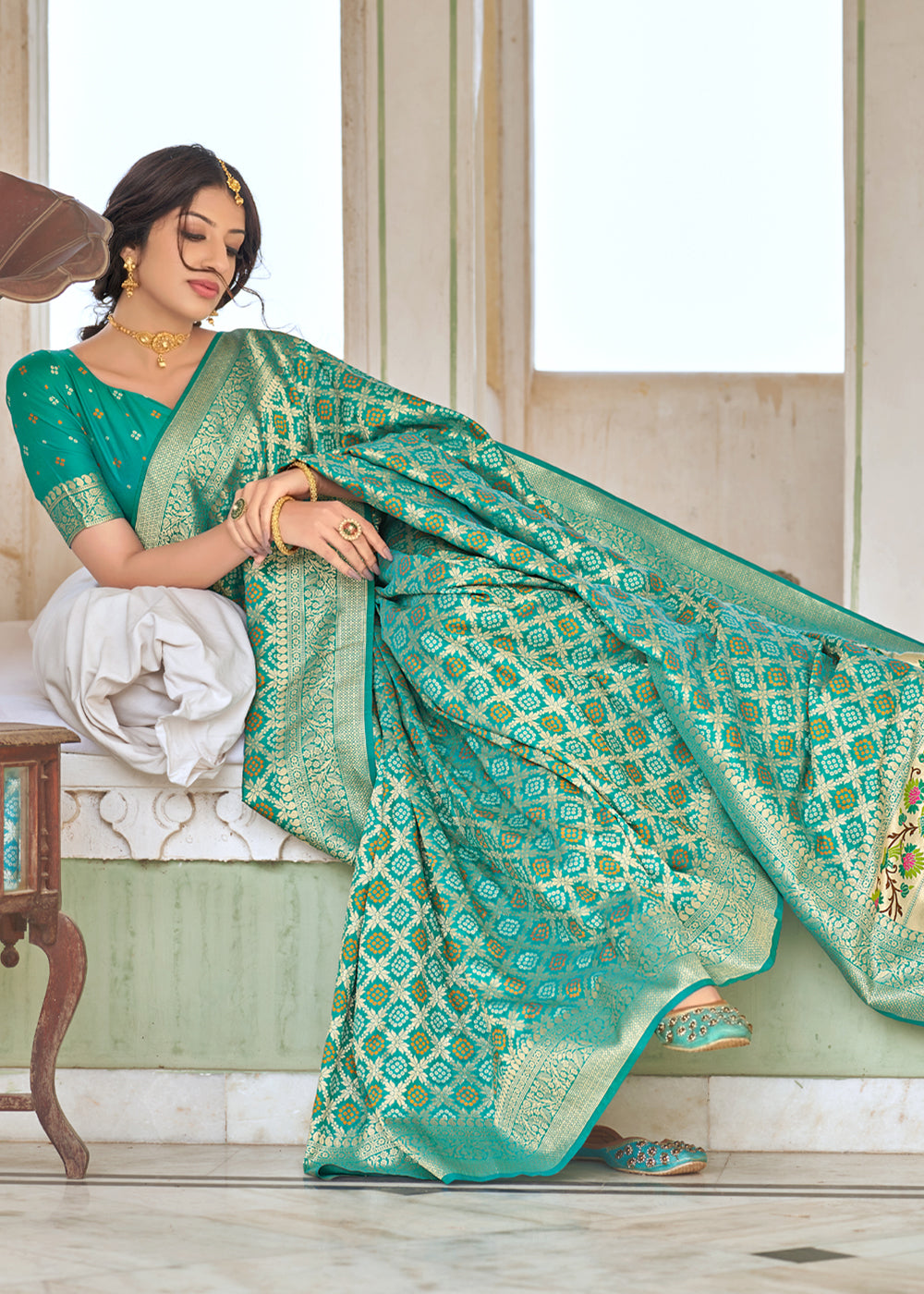 Buy MySilkLove Carlo Blue Zari Woven Banarasi Brocade Saree Online