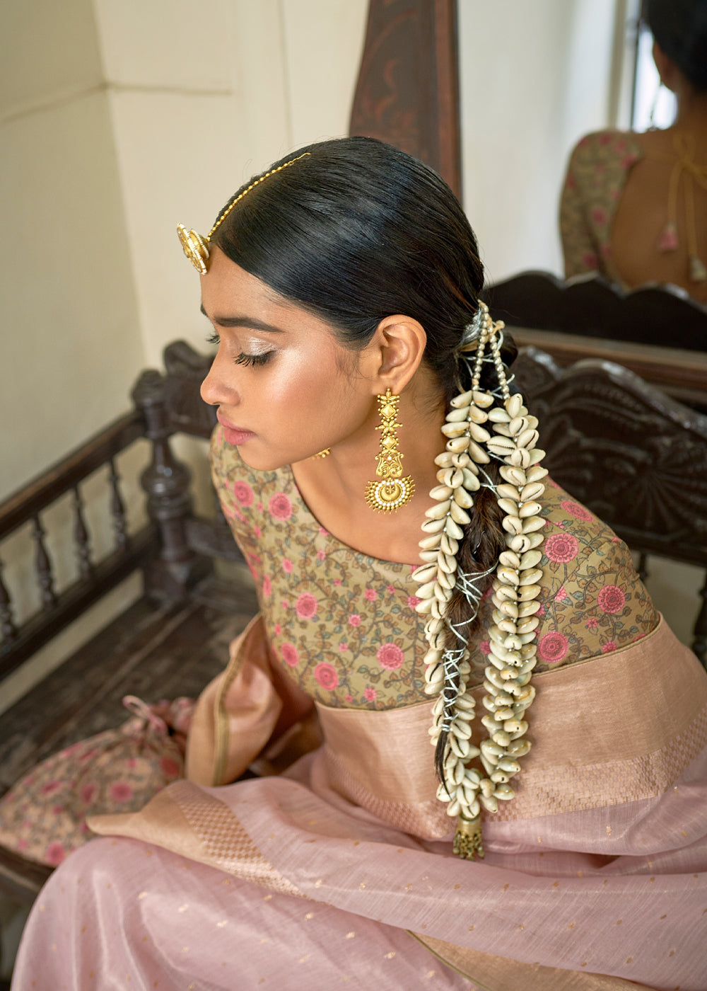 MySilkLove Blossom Pink Tissue Silk Saree with Designer Blouse